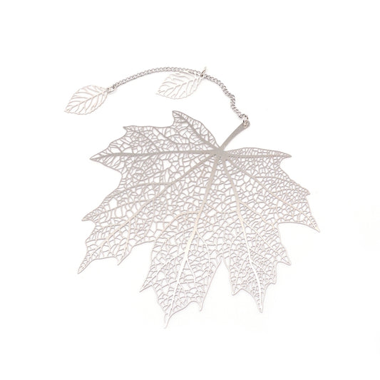 Stainless Steel Bookmarks, Hollow Maple Leaf, Stainless Steel Color, 144x75x3mm
