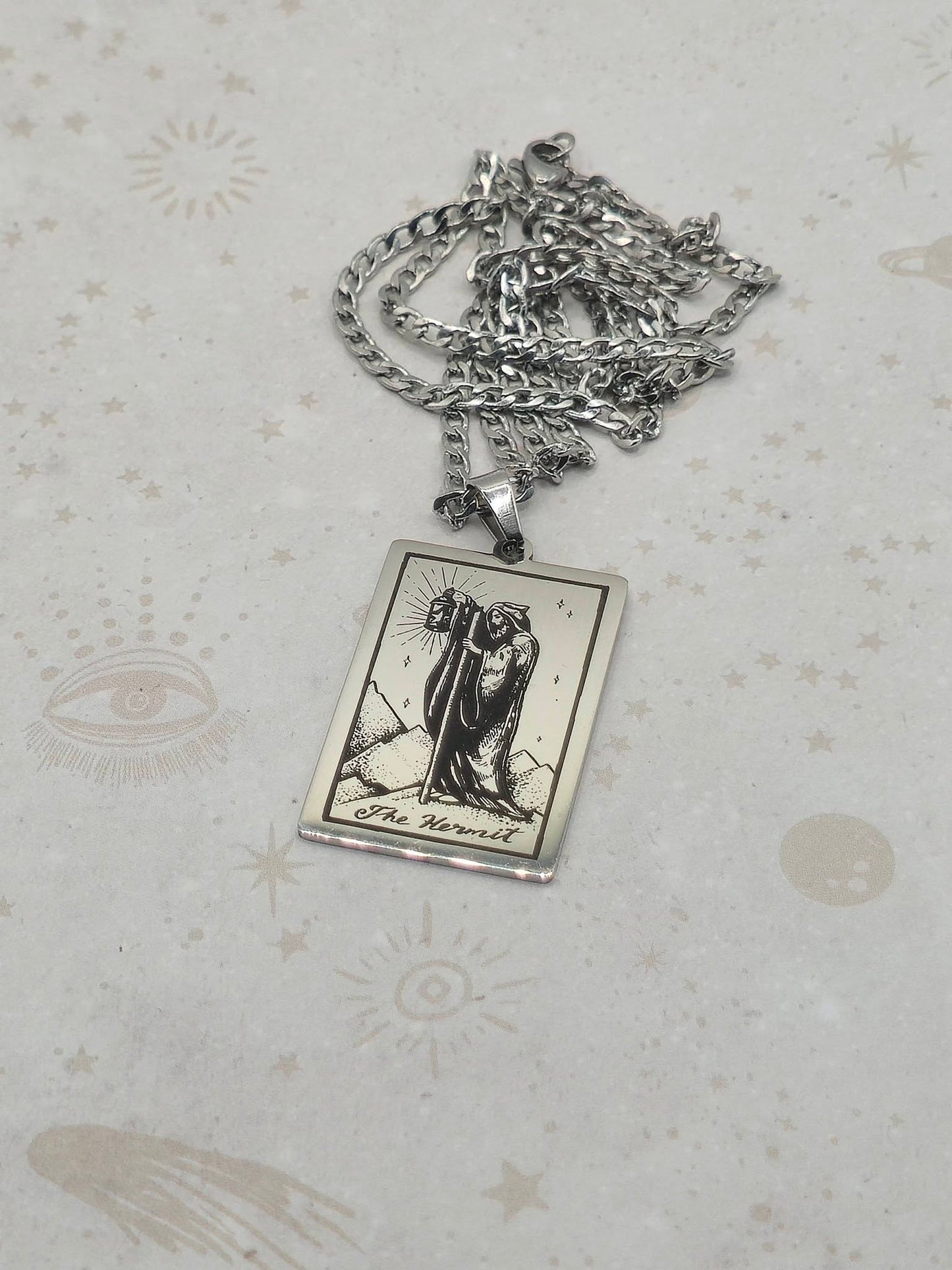 Tarot Card 201 Stainless Steel Pendant Necklace, Laser Engraved Pattern
