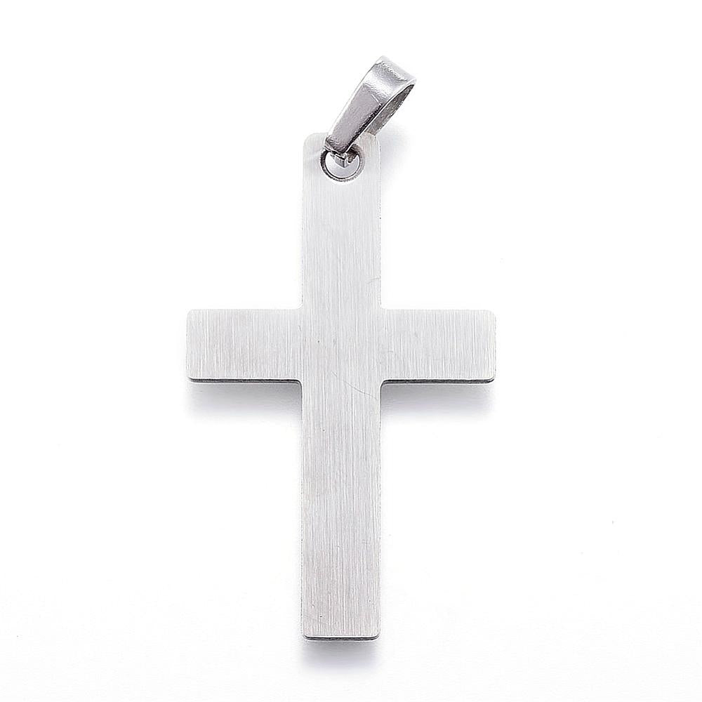 304 Stainless Steel Pendants, Latin Cross, Stainless Steel Color,