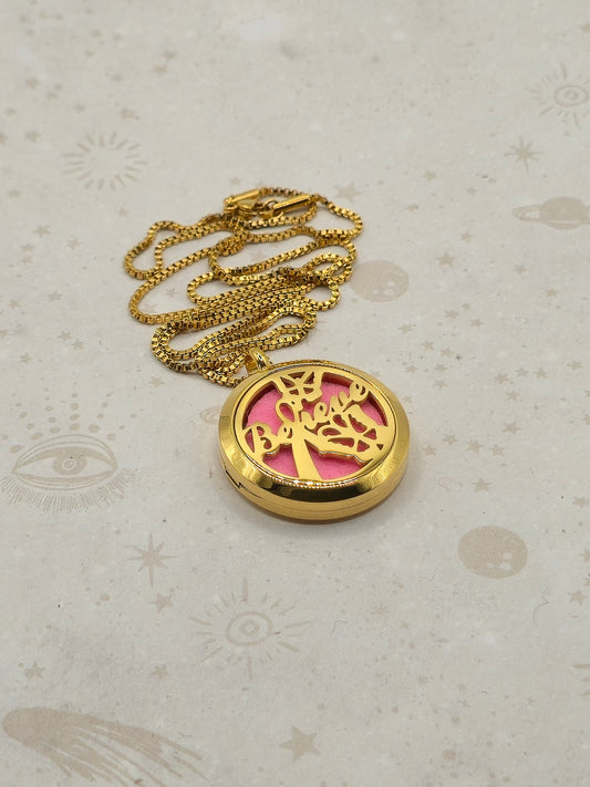 316 Stainless Steel Diffuser Locket Pendant Necklace, Stainless Steel Colour: Believe Design