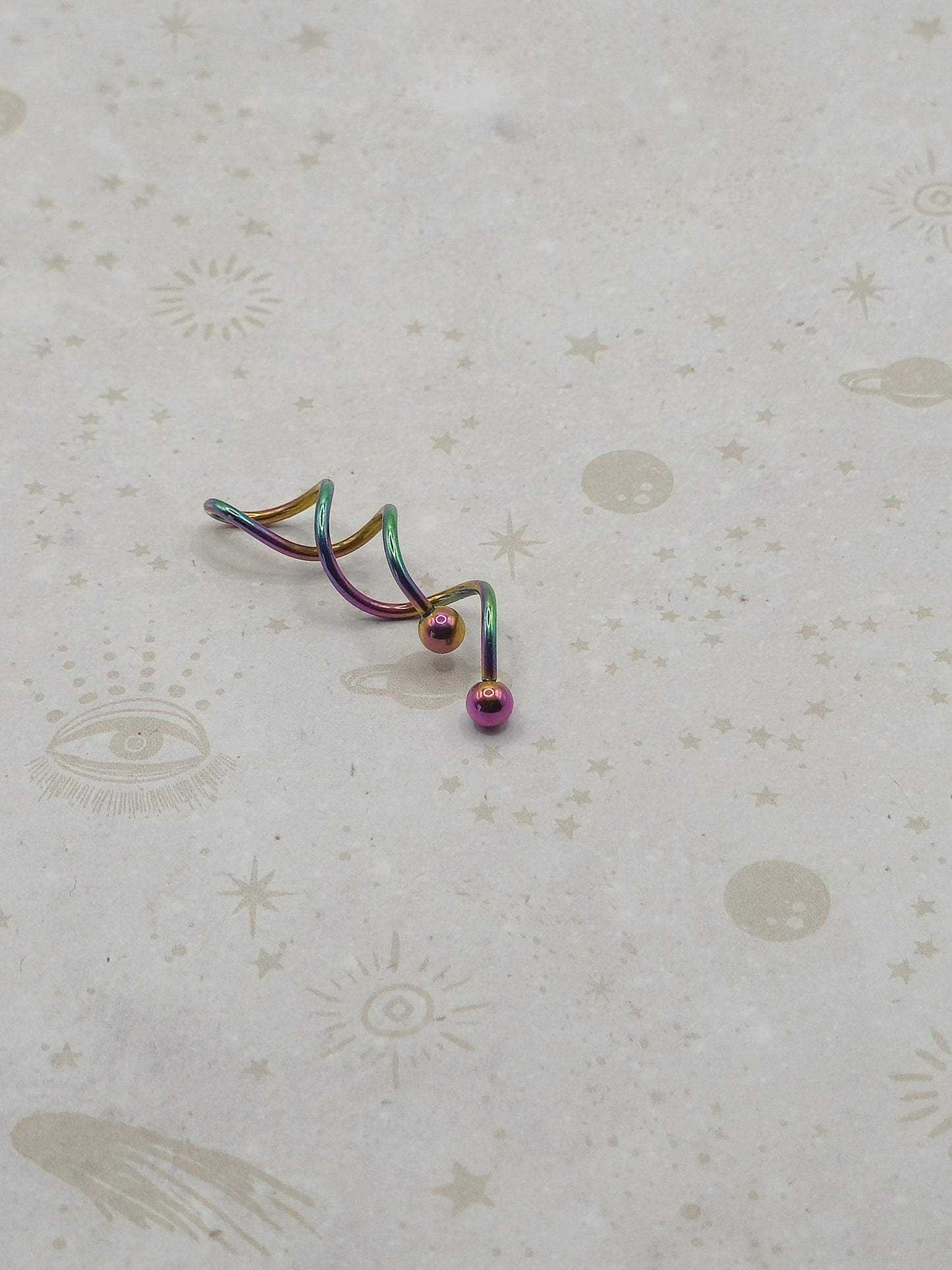 Stainless Steel Spiral Naval Rings in Black or Electroplate Rainbow Colours