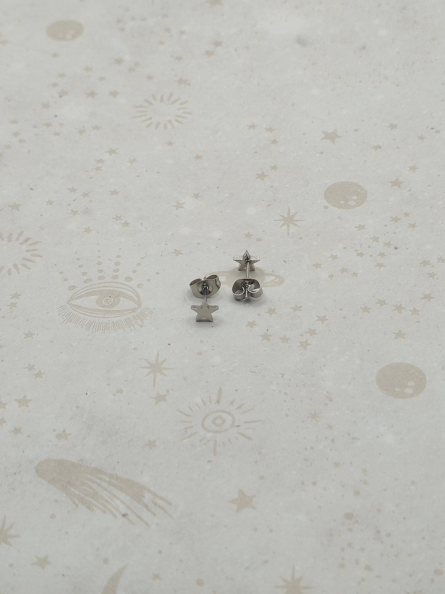 304 Stainless Steel Stud Earrings, Hypoallergenic Earrings, with Ear Nuts/Earring Back, Moon or Star, Stainless Steel Color