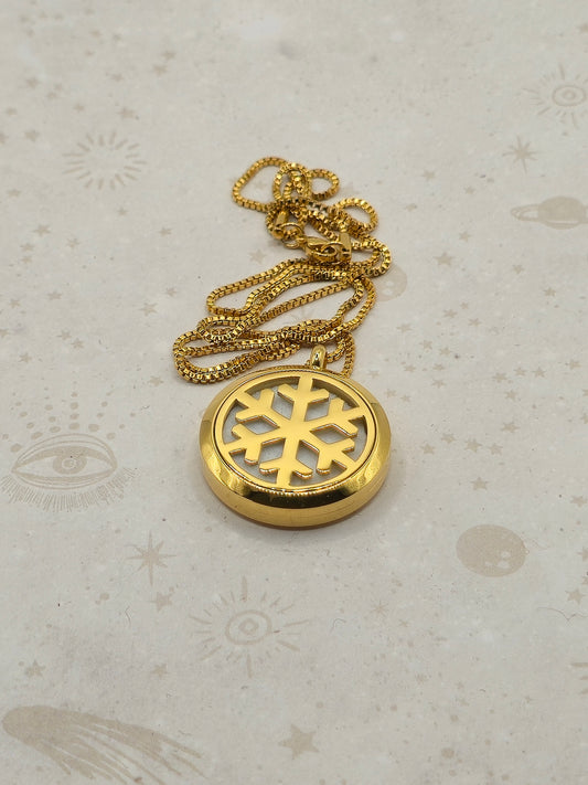 316 Stainless Steel Diffuser Locket Pendant, Stainless Steel Color: Snowflake Design