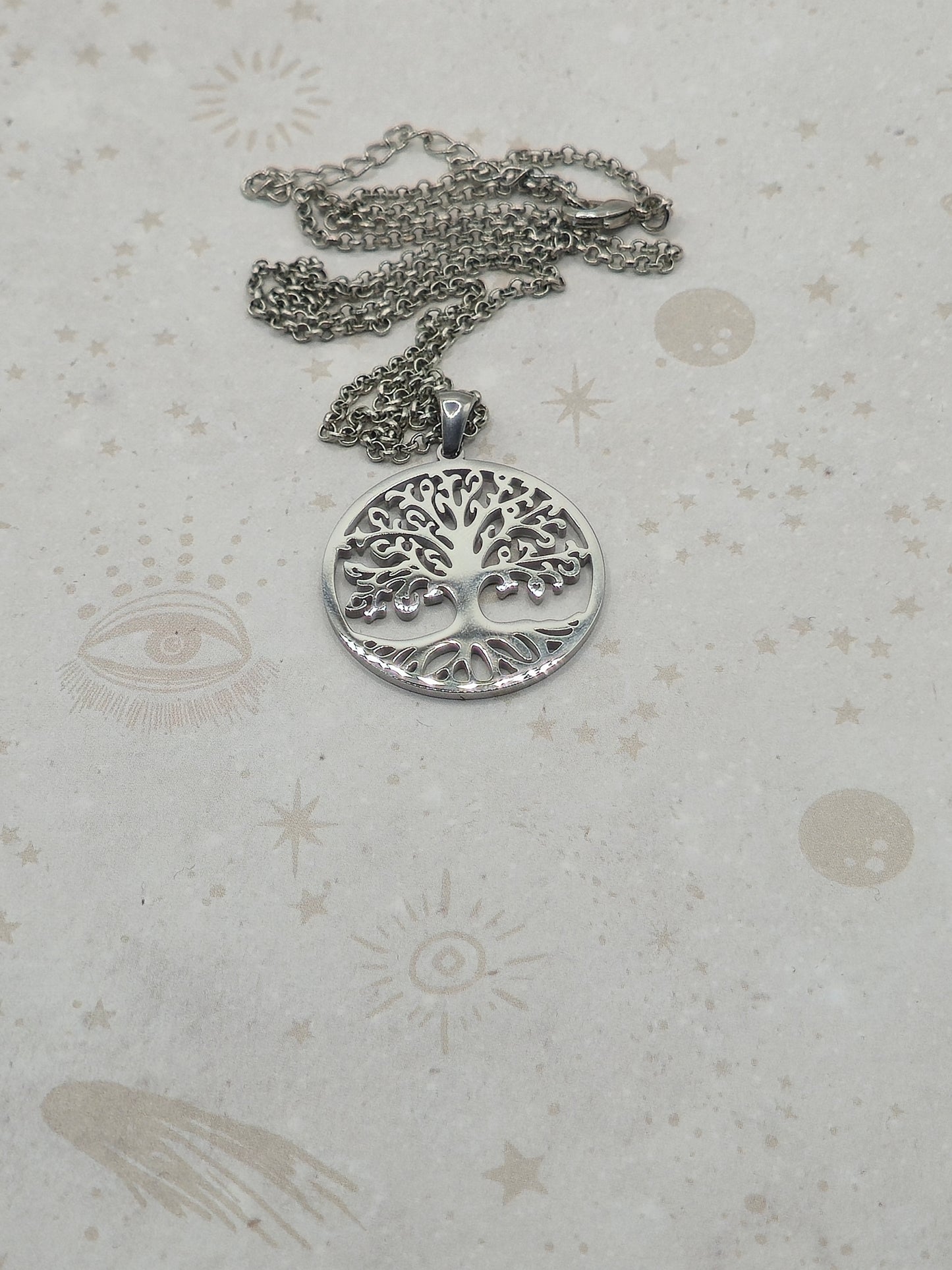 304 Mirror Polish Stainless Steel Tree of Life Pendant Necklace