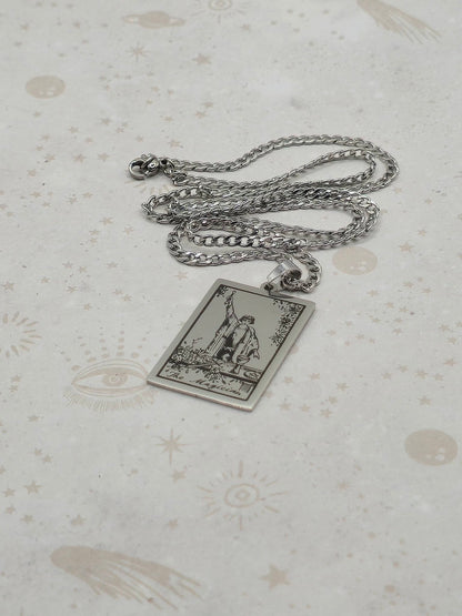 Tarot Card 201 Stainless Steel Pendant Necklace, Laser Engraved Pattern