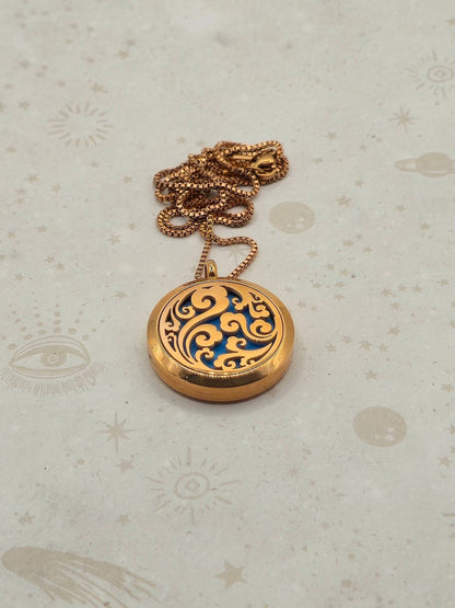 316 Stainless Steel Diffuser Locket Pendant Necklace, Stainless Steel Colour: Swirl Design