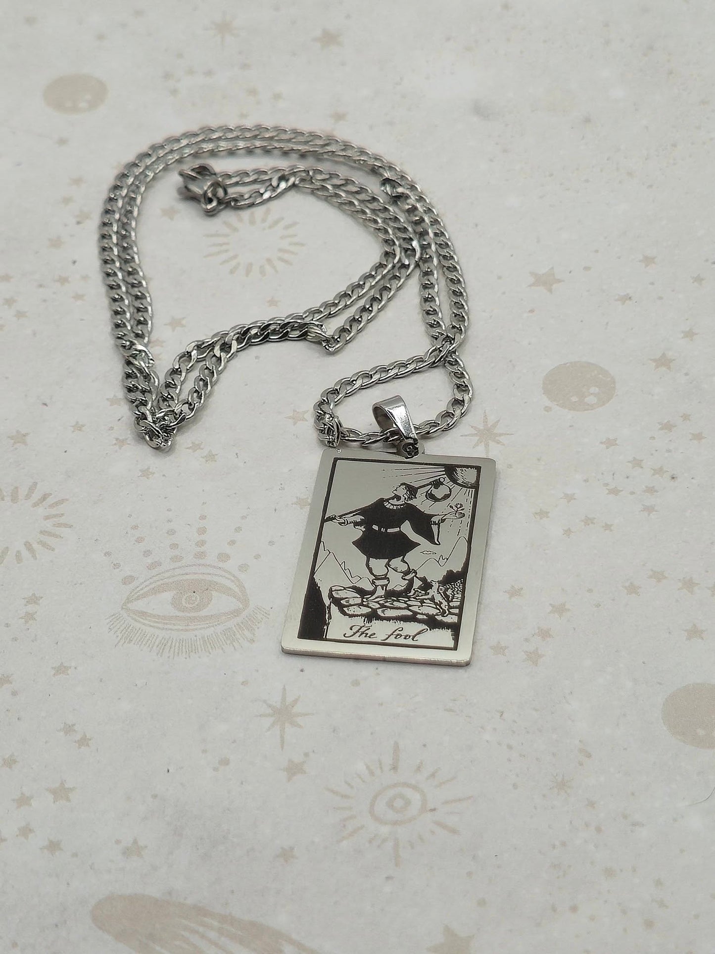Tarot Card 201 Stainless Steel Pendant Necklace, Laser Engraved Pattern
