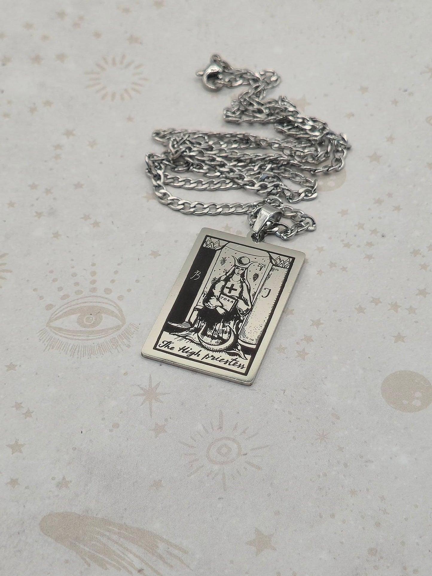 Tarot Card 201 Stainless Steel Pendant Necklace, Laser Engraved Pattern