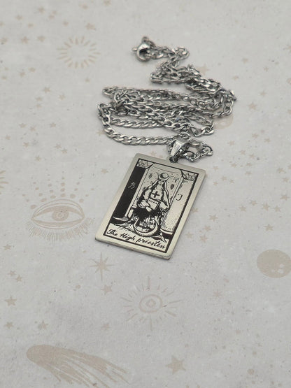 Tarot Card 201 Stainless Steel Pendant Necklace, Laser Engraved Pattern