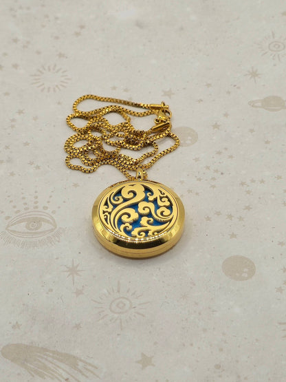 316 Stainless Steel Diffuser Locket Pendant Necklace, Stainless Steel Colour: Swirl Design