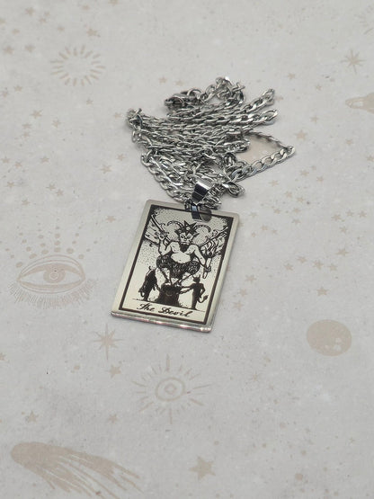 Tarot Card 201 Stainless Steel Pendant Necklace, Laser Engraved Pattern