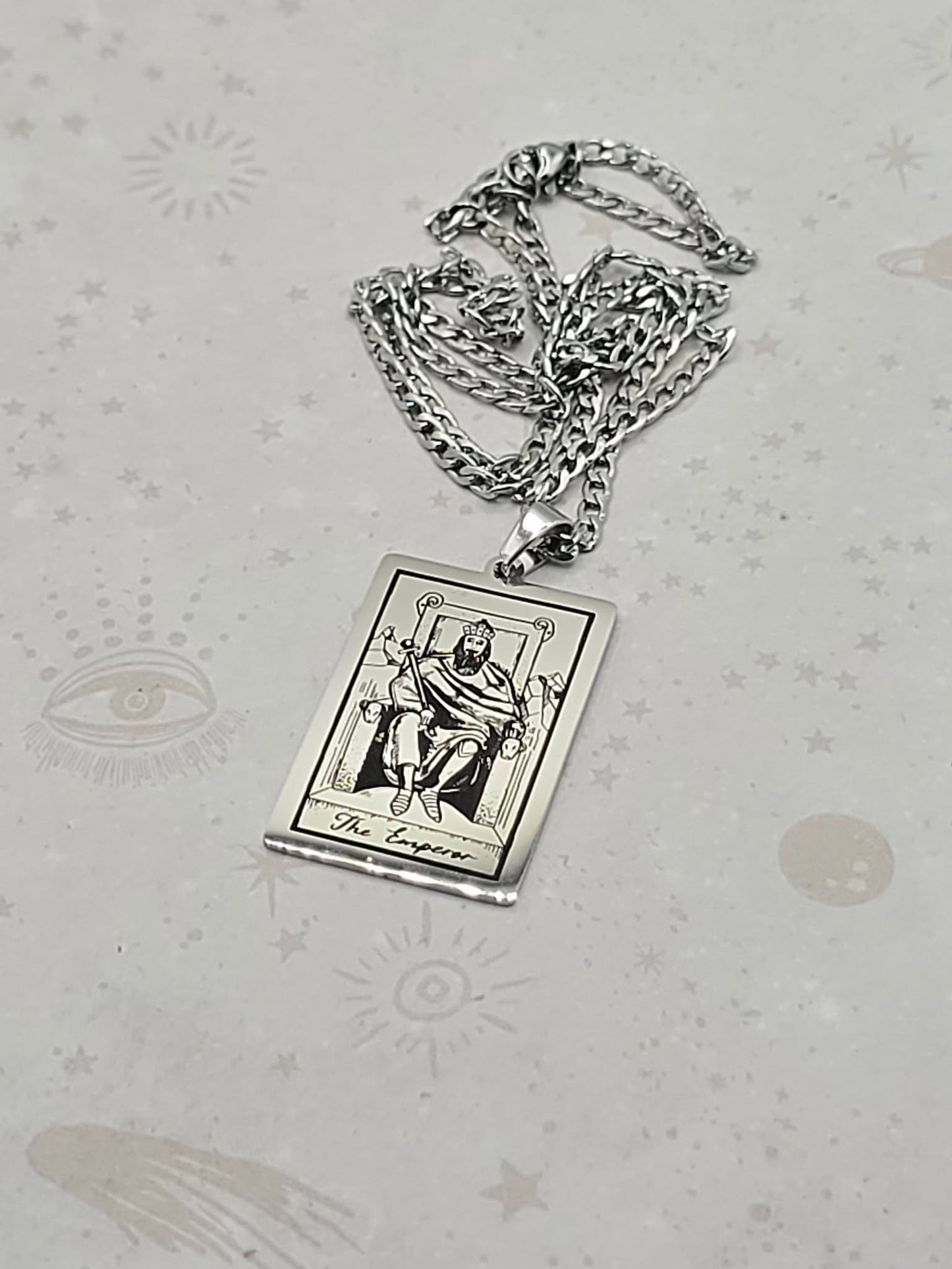 Tarot Card 201 Stainless Steel Pendant Necklace, Laser Engraved Pattern