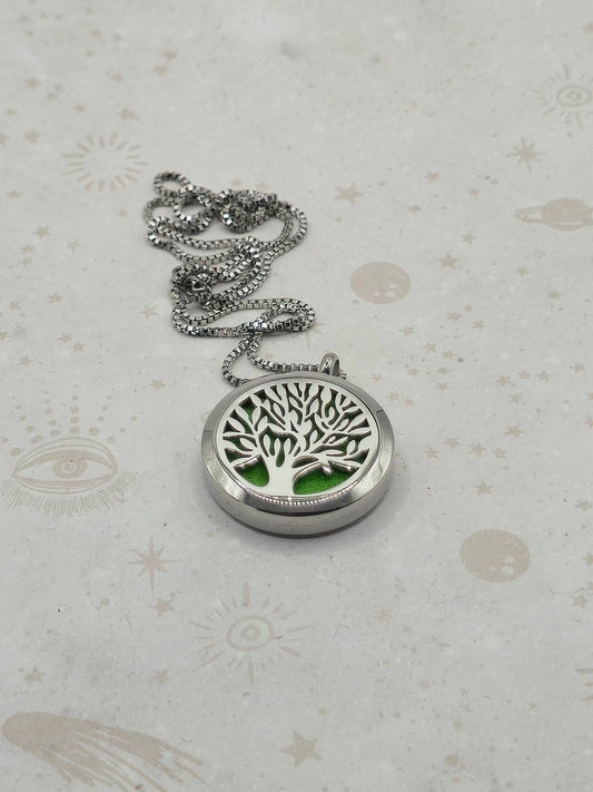 316 Stainless Steel Diffuser Locket Pendant Necklace, Stainless Steel Colour: Tree of Life Design