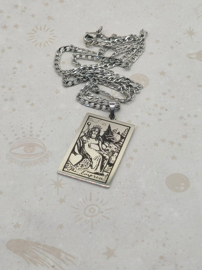 Tarot Card 201 Stainless Steel Pendant Necklace, Laser Engraved Pattern