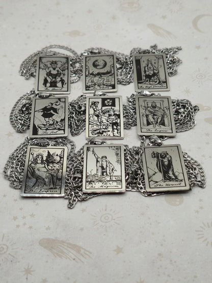 Tarot Card 201 Stainless Steel Pendant Necklace, Laser Engraved Pattern