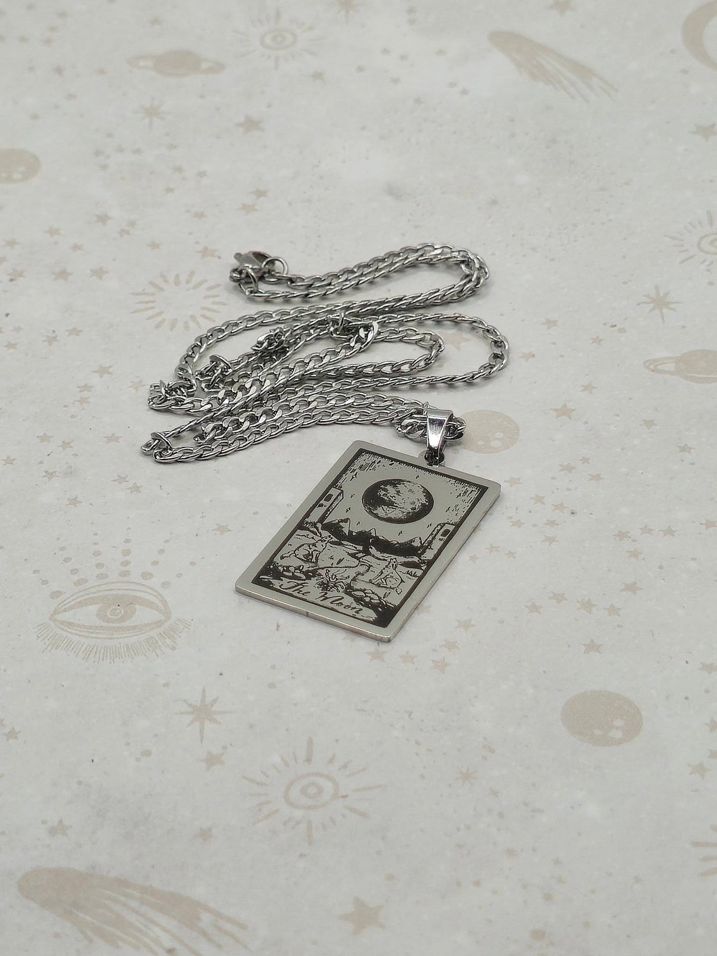 Tarot Card 201 Stainless Steel Pendant Necklace, Laser Engraved Pattern