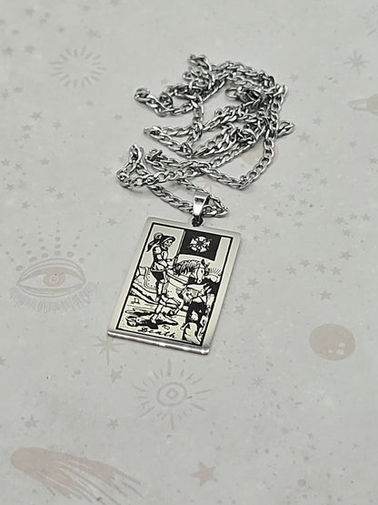 Tarot Card 201 Stainless Steel Pendant Necklace, Laser Engraved Pattern
