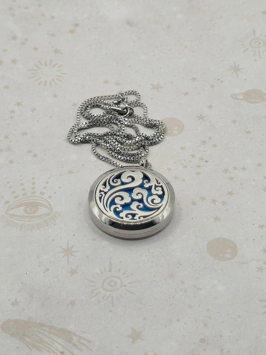 316 Stainless Steel Diffuser Locket Pendant Necklace, Stainless Steel Colour: Swirl Design