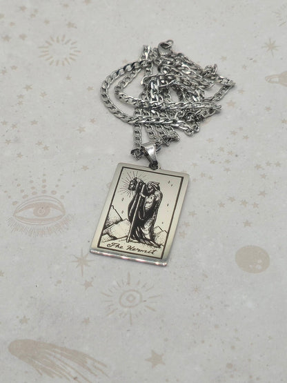 Tarot Card 201 Stainless Steel Pendant Necklace, Laser Engraved Pattern