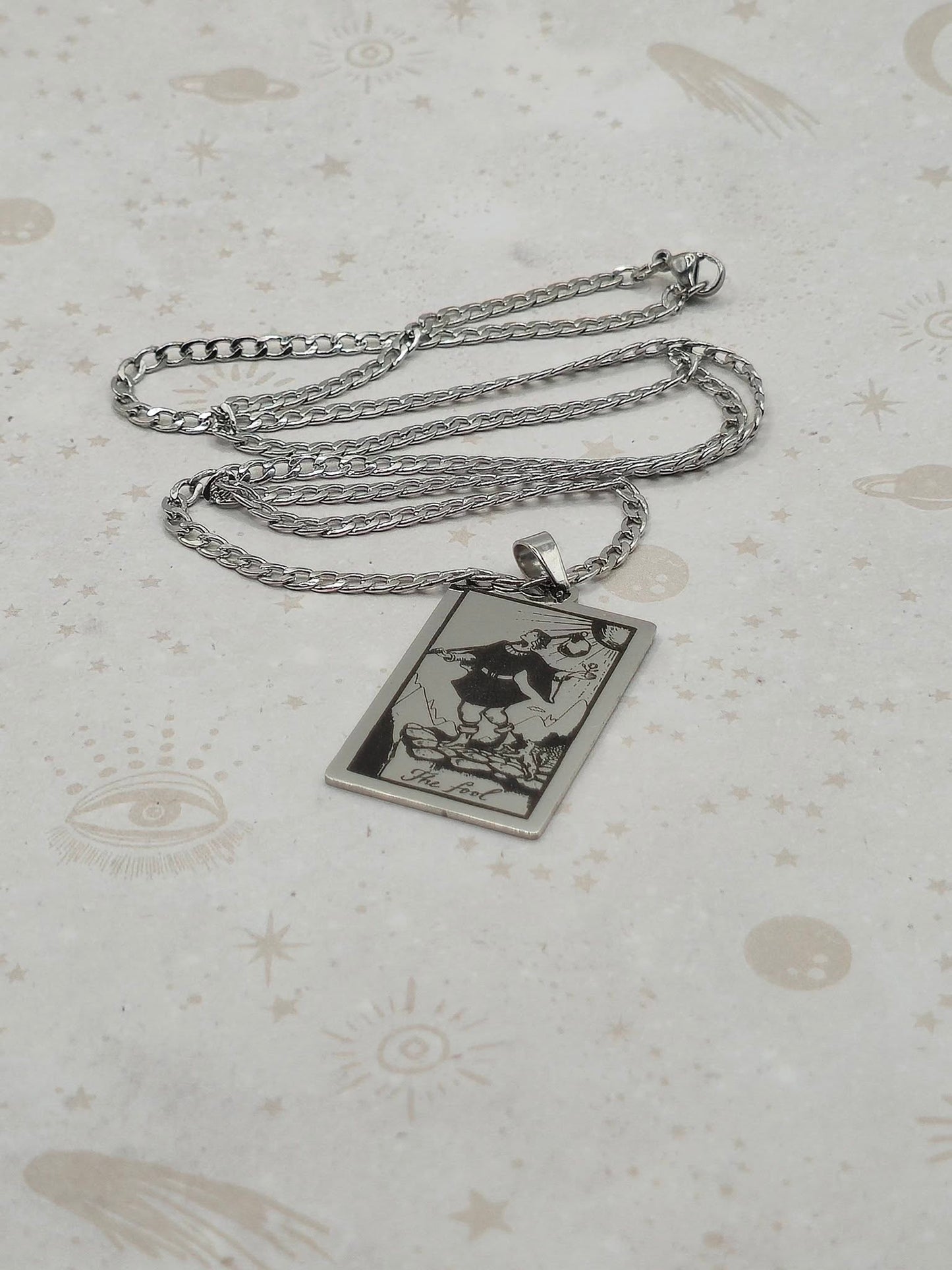 Tarot Card 201 Stainless Steel Pendant Necklace, Laser Engraved Pattern