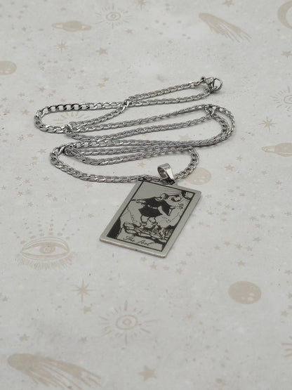 Tarot Card 201 Stainless Steel Pendant Necklace, Laser Engraved Pattern