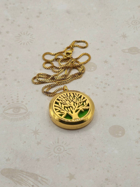 316 Stainless Steel Diffuser Locket Pendant Necklace, Stainless Steel Colour: Tree of Life Design