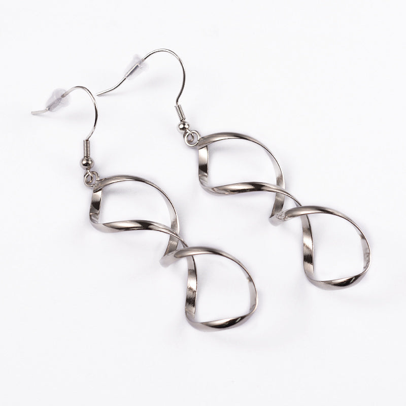 Helix 304 Stainless Steel Dangle Earrings, Hypoallergenic Earrings, Stainless Steel Color