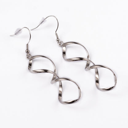 Helix 304 Stainless Steel Dangle Earrings, Hypoallergenic Earrings, Stainless Steel Color