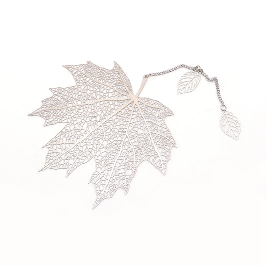 Stainless Steel Bookmarks, Hollow Maple Leaf, Stainless Steel Color, 144x75x3mm