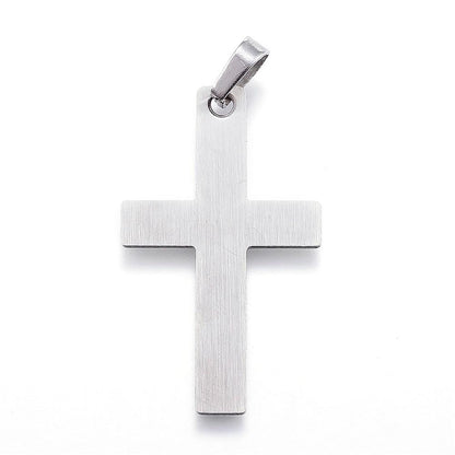 304 Stainless Steel Pendants, Latin Cross, Stainless Steel Color,