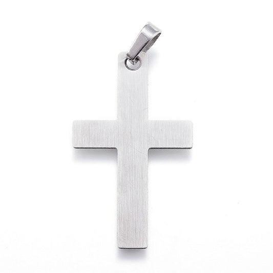 304 Stainless Steel Pendants, Latin Cross, Stainless Steel Color,