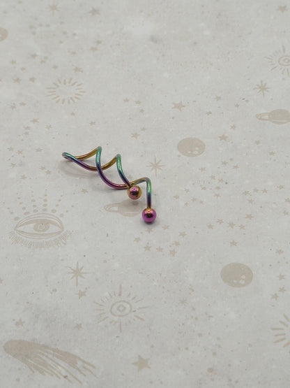 Stainless Steel Spiral Naval Rings in Black or Electroplate Rainbow Colours