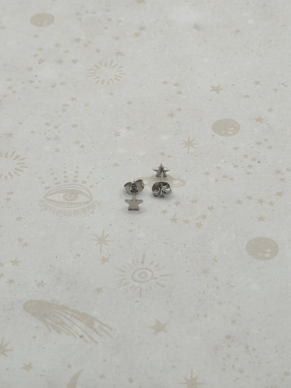 304 Stainless Steel Stud Earrings, Hypoallergenic Earrings, with Ear Nuts/Earring Back, Moon or Star, Stainless Steel Color