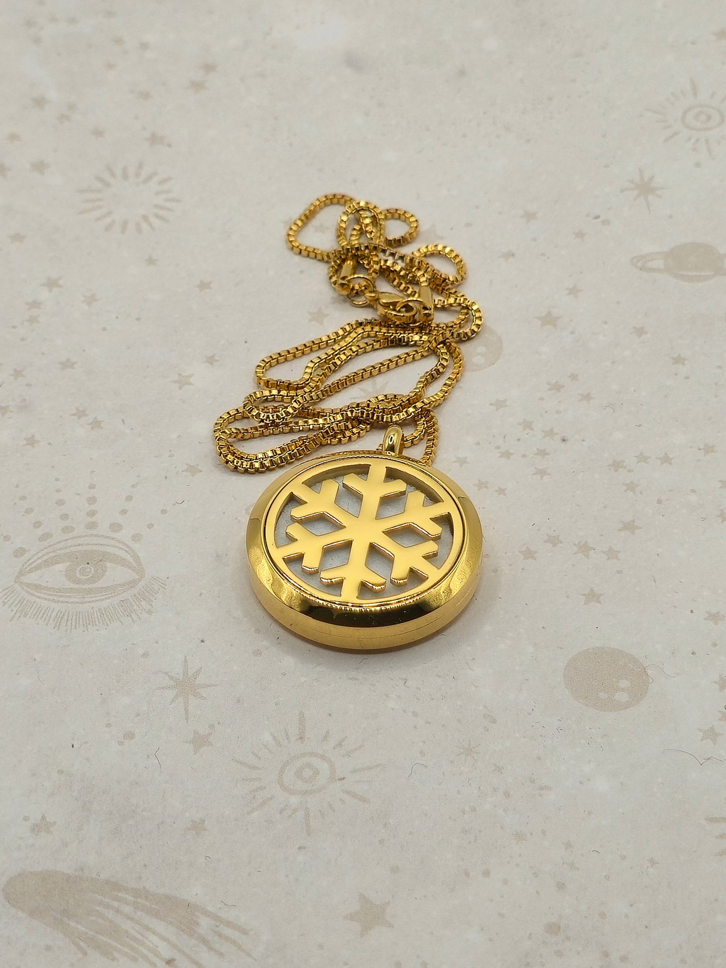 316 Stainless Steel Diffuser Locket Pendant, Stainless Steel Color: Snowflake Design