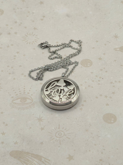 316 Stainless Steel Diffuser Locket Pendant Necklace, Stainless Steel Colour: Love Design