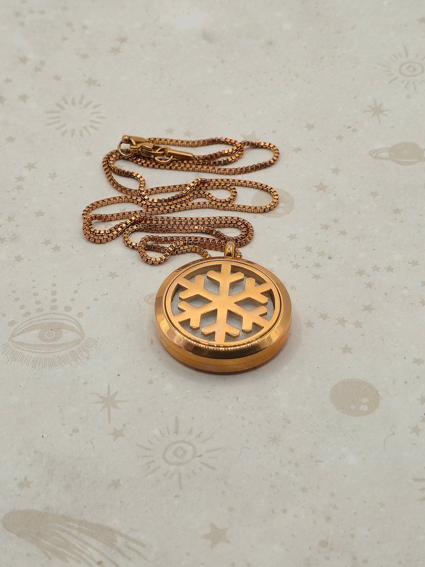 316 Stainless Steel Diffuser Locket Pendant, Stainless Steel Color: Snowflake Design