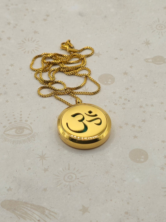 316 Stainless Steel Diffuser Locket Pendant Necklace, Gold Colour: Ohm Design