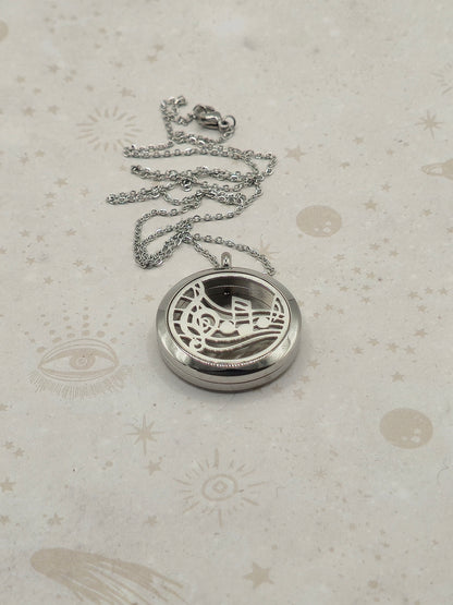 304 Stainless Steel Diffuser Locket Pendant Necklace, Stainless Steel Colour: Music Note Design