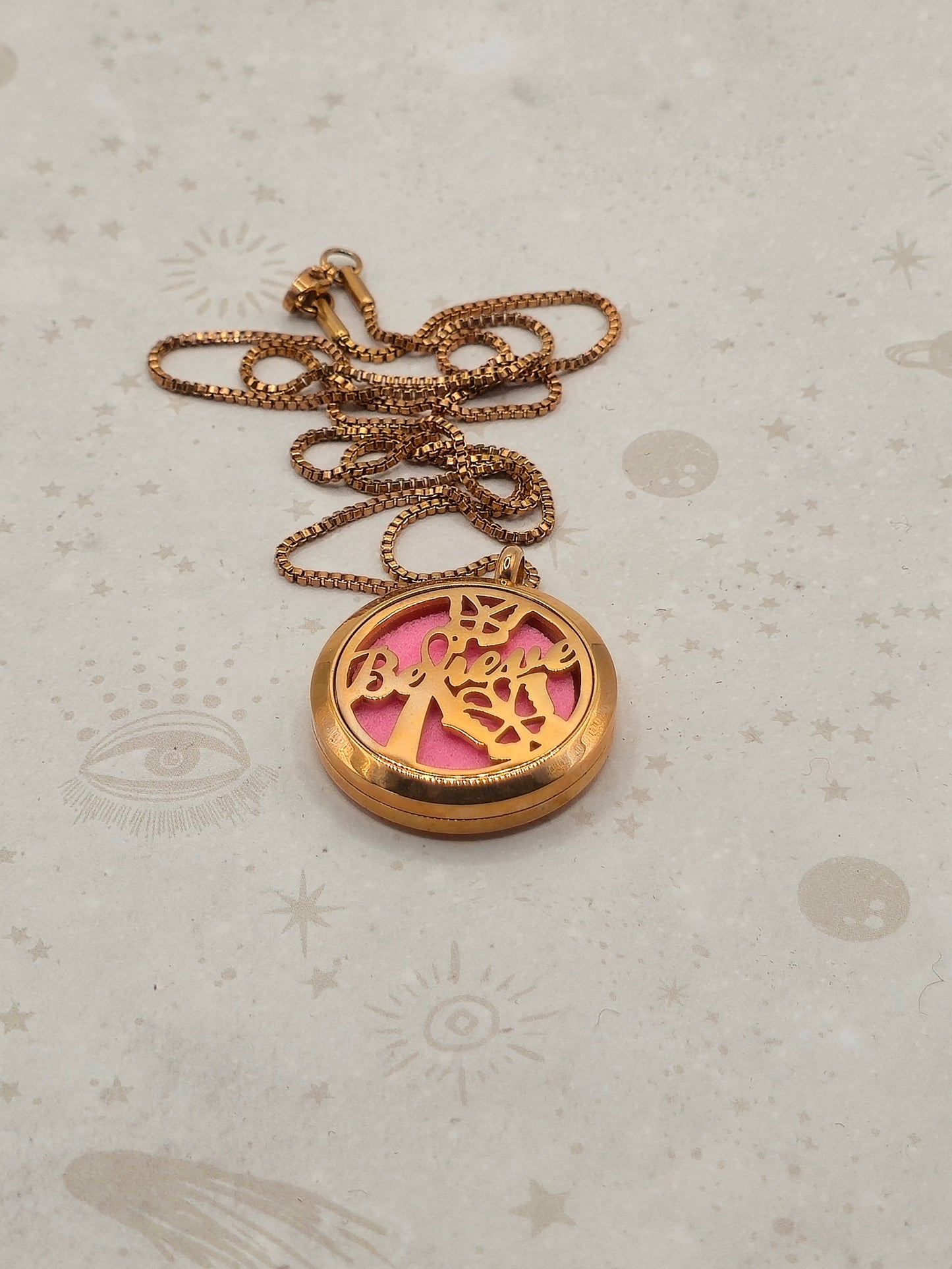 316 Stainless Steel Diffuser Locket Pendant Necklace, Stainless Steel Colour: Believe Design