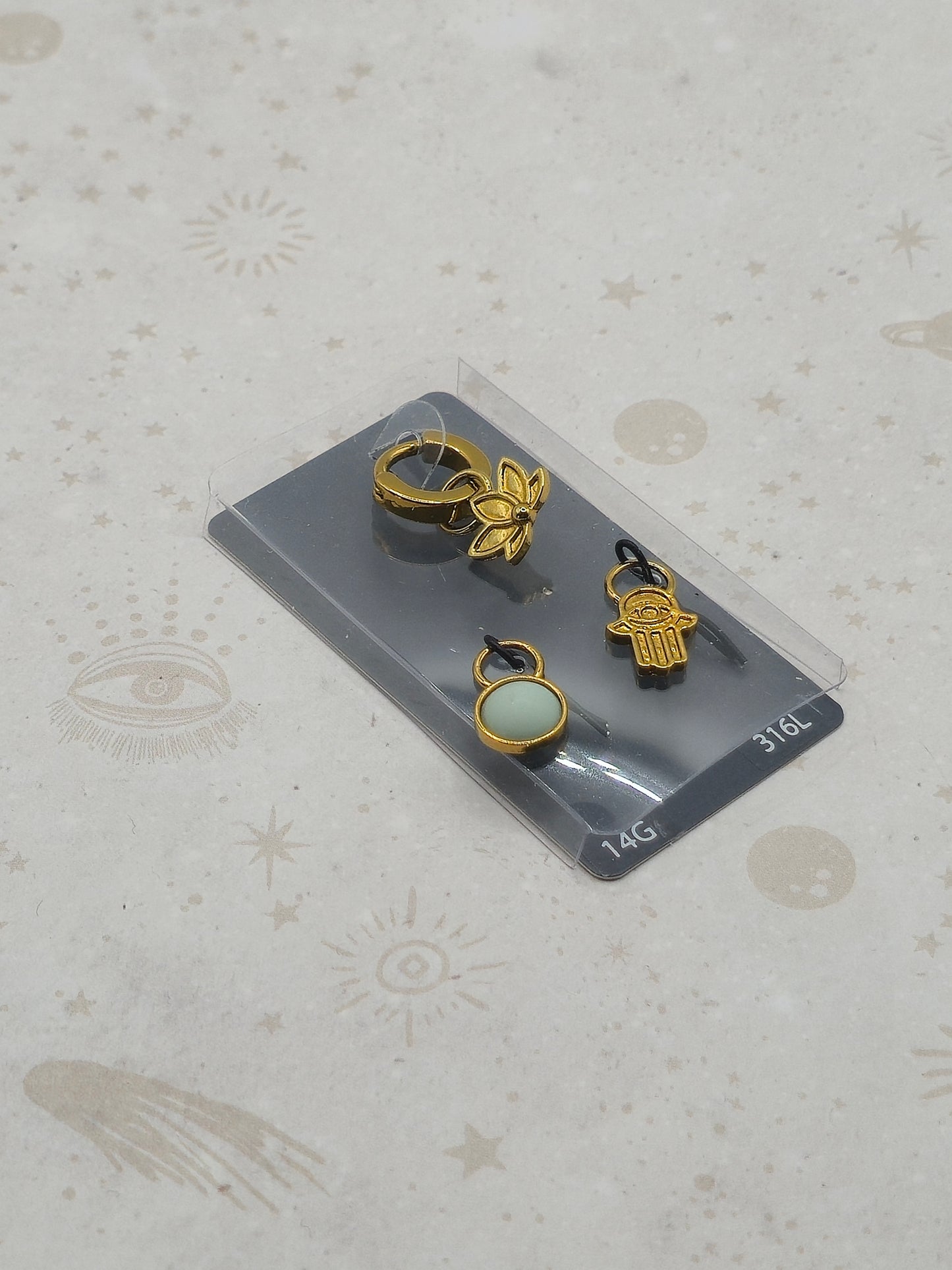 316L Stainless Steel, 14G Gold Tone Huggie SET