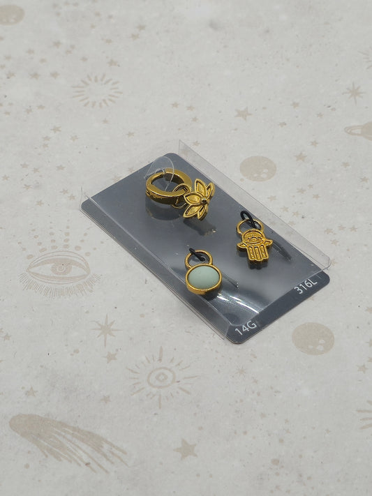 316L Stainless Steel, 14G Gold Tone Huggie SET